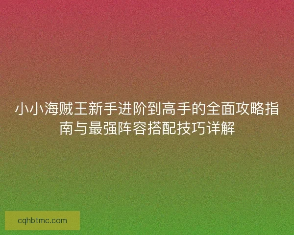 小小海贼王新手进阶到高手的全面攻略指南与最强阵容搭配技巧详解